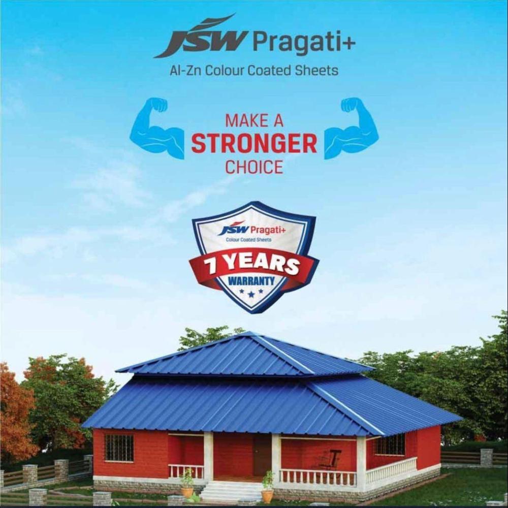 Jsw Steel Pragati+ Guardfilm Roofing Profile Sheet - Pattern: Plain