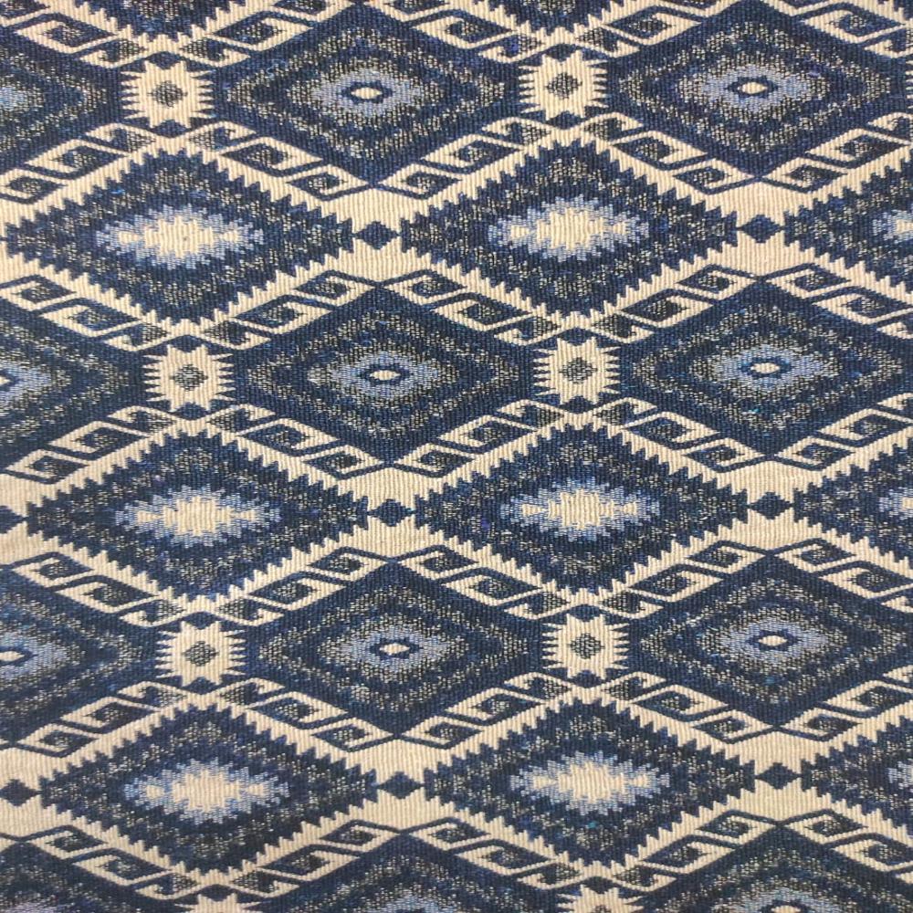 blue and beige jacquard bag fabric