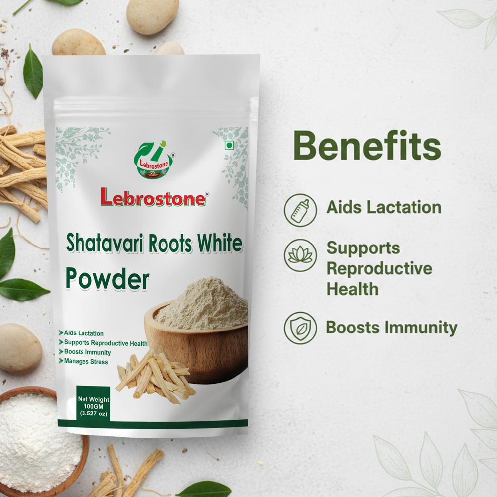 Lebrostone Shatavari  Root white Powder  Supports Lactation, Reproductive Health & Immunity(100gm)