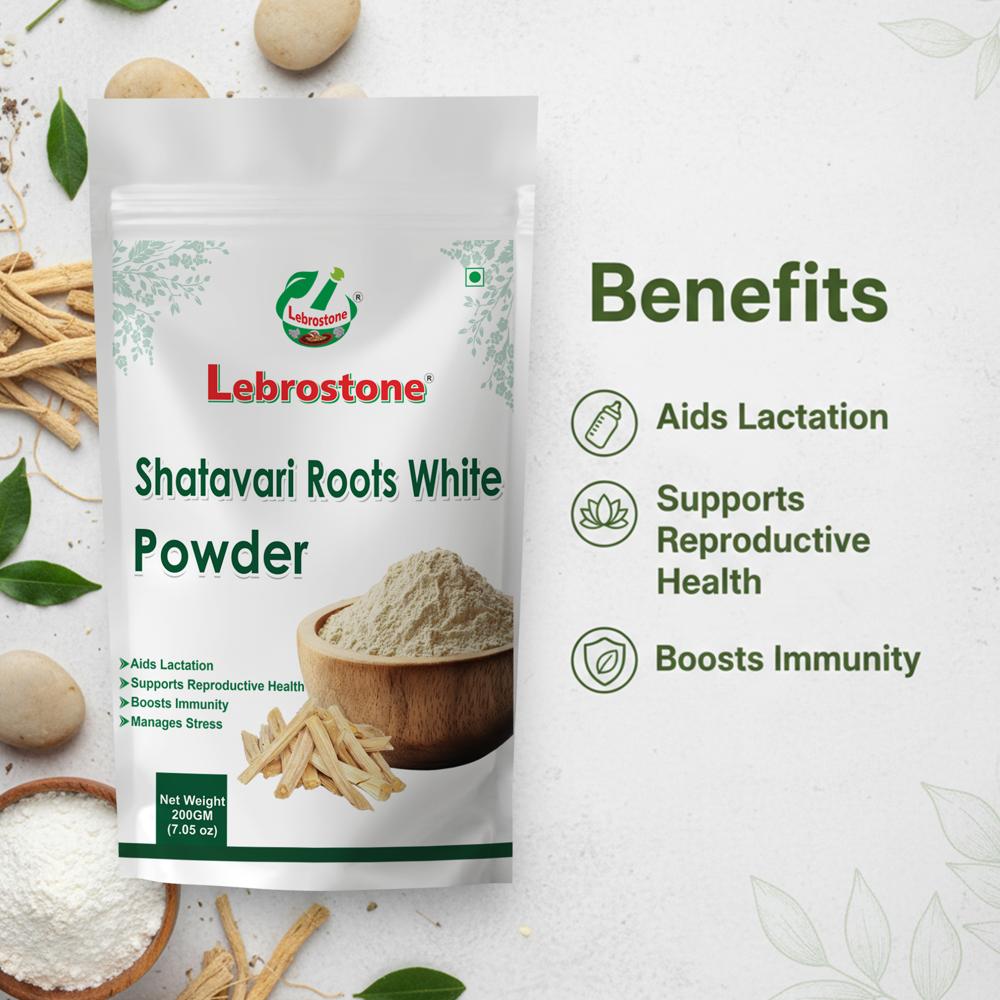 Lebrostone Shatavari  Roots white Powder  Supports Lactation, Reproductive Health & Immunity(200gm)
