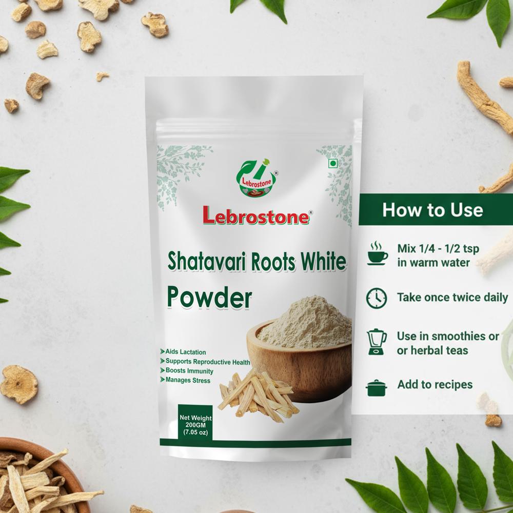 Lebrostone Shatavari  Roots white Powder  Supports Lactation, Reproductive Health & Immunity(200gm)