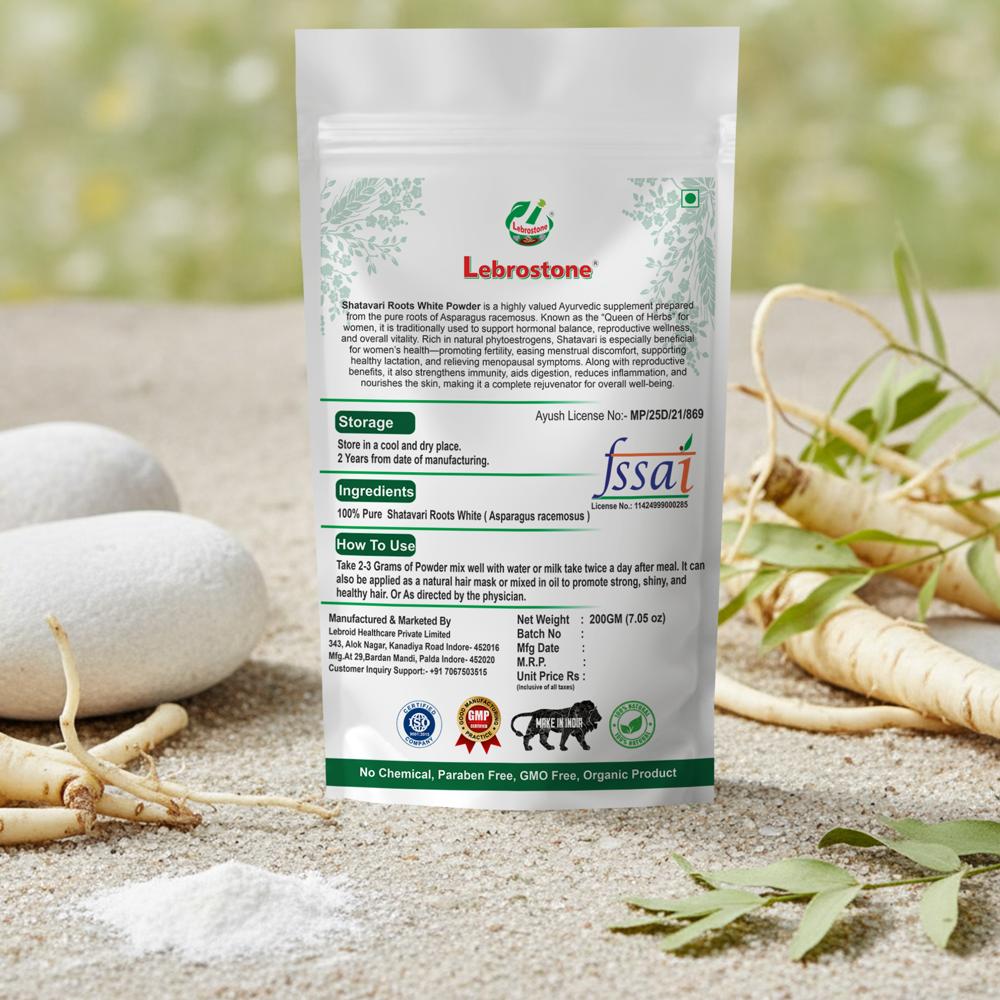 Lebrostone Shatavari  Roots white Powder  Supports Lactation, Reproductive Health & Immunity(200gm)