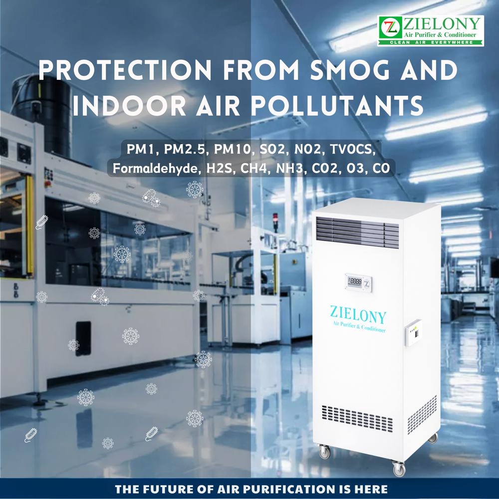 Zielony Air Purifier & Conditioner | Hot & Cool Air |  No Filter Replacement | Eliminates PM (1-100), CO2, CO, NO2, SO2, NH3, TVOCs and Other Harmful Gases | 1 Year On-site Warranty
