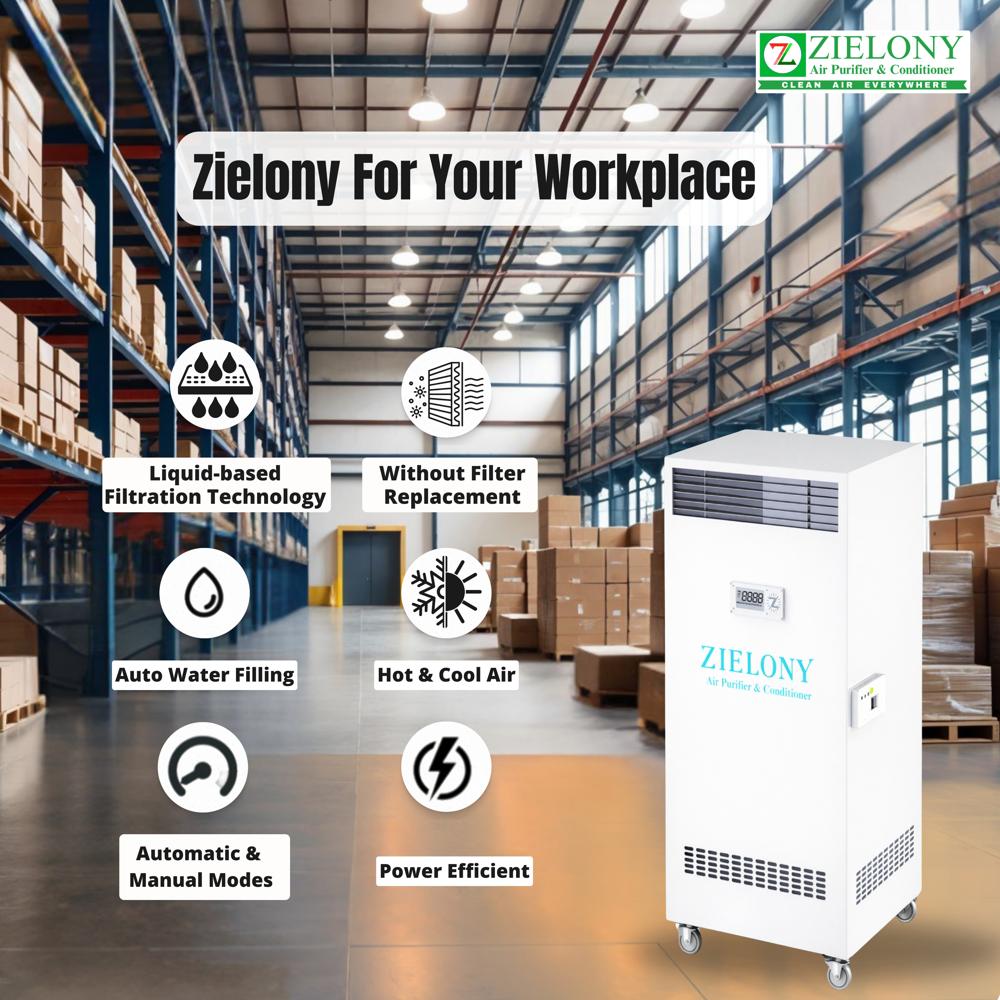 Zielony Air Purifier & Conditioner | Hot & Cool Air |  No Filter Replacement | Eliminates PM (1-100), CO2, CO, NO2, SO2, NH3, TVOCs and Other Harmful Gases | 1 Year On-site Warranty