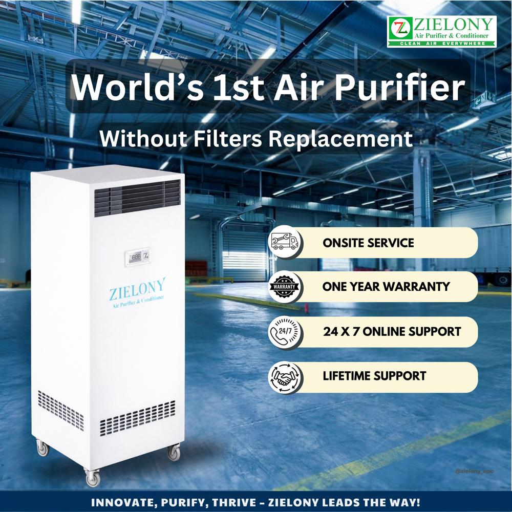 Zielony Air Purifier & Conditioner | Hot & Cool Air |  No Filter Replacement | Eliminates PM (1-100), CO2, CO, NO2, SO2, NH3, TVOCs and Other Harmful Gases | 1 Year On-site Warranty