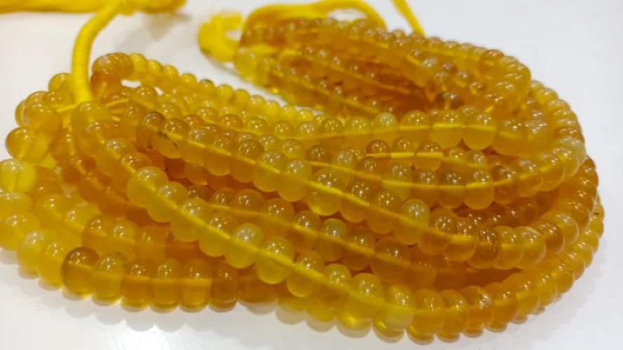 Natural Yellow opal Rondelle Plain smooth 8mm Beads Sold per strand 8 inches long
