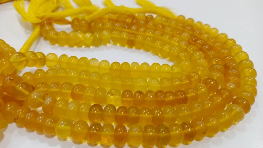 Natural Yellow opal Rondelle Plain smooth 8mm Beads Sold per strand 8 inches long