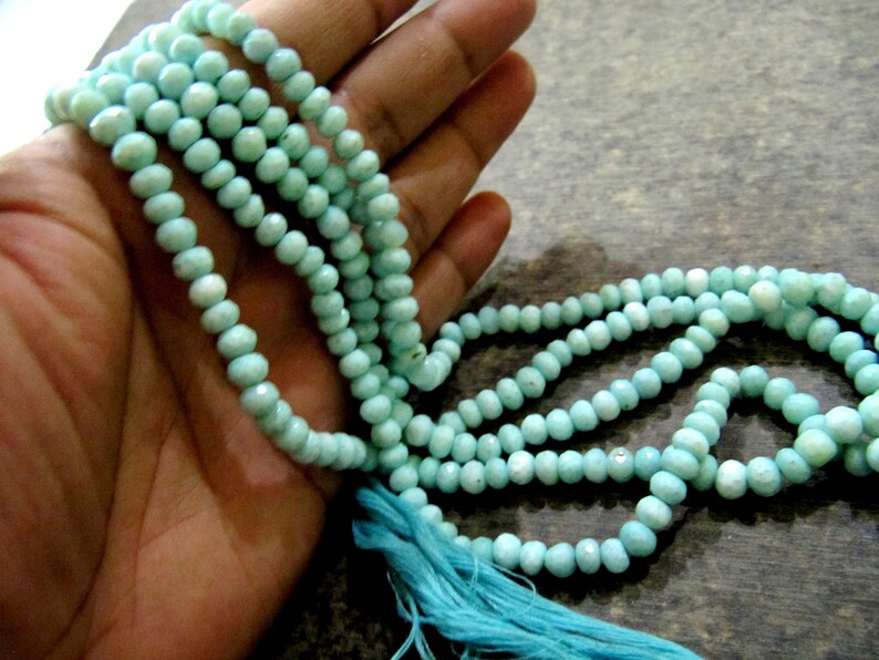 Natural Blue Opal 6-7mm Rondelle Faceted Gemstone Beads Strand 7 inches long Semi Precious Beads Sold Per Strand Wholesale Prices