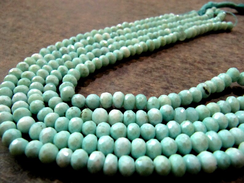 Natural Blue Opal 6-7mm Rondelle Faceted Gemstone Beads Strand 7 inches long Semi Precious Beads Sold Per Strand Wholesale Prices