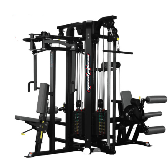 SFP1089 Multi Gym Machine - High Tensile Steel Frame, 2100x2100x2200 mm, Black PU Leather | Multi-User, Adjustable Seat & Backrest, Weight Stack Resistance, Anti-Rust Coating