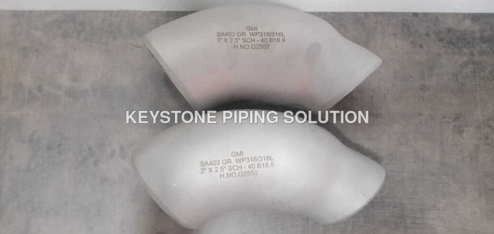 SS 90 Degree Reducing Elbow - Stainless Steel SS304/316, 1/2x1/4 to 24x20, Polished/Mill Finish, SCH 10-80/PN6-40, Beveled End