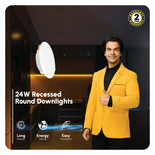 Sun King 24W Energy Efficient LED Round Recessed Downlight (Available in Cool and Warm White)