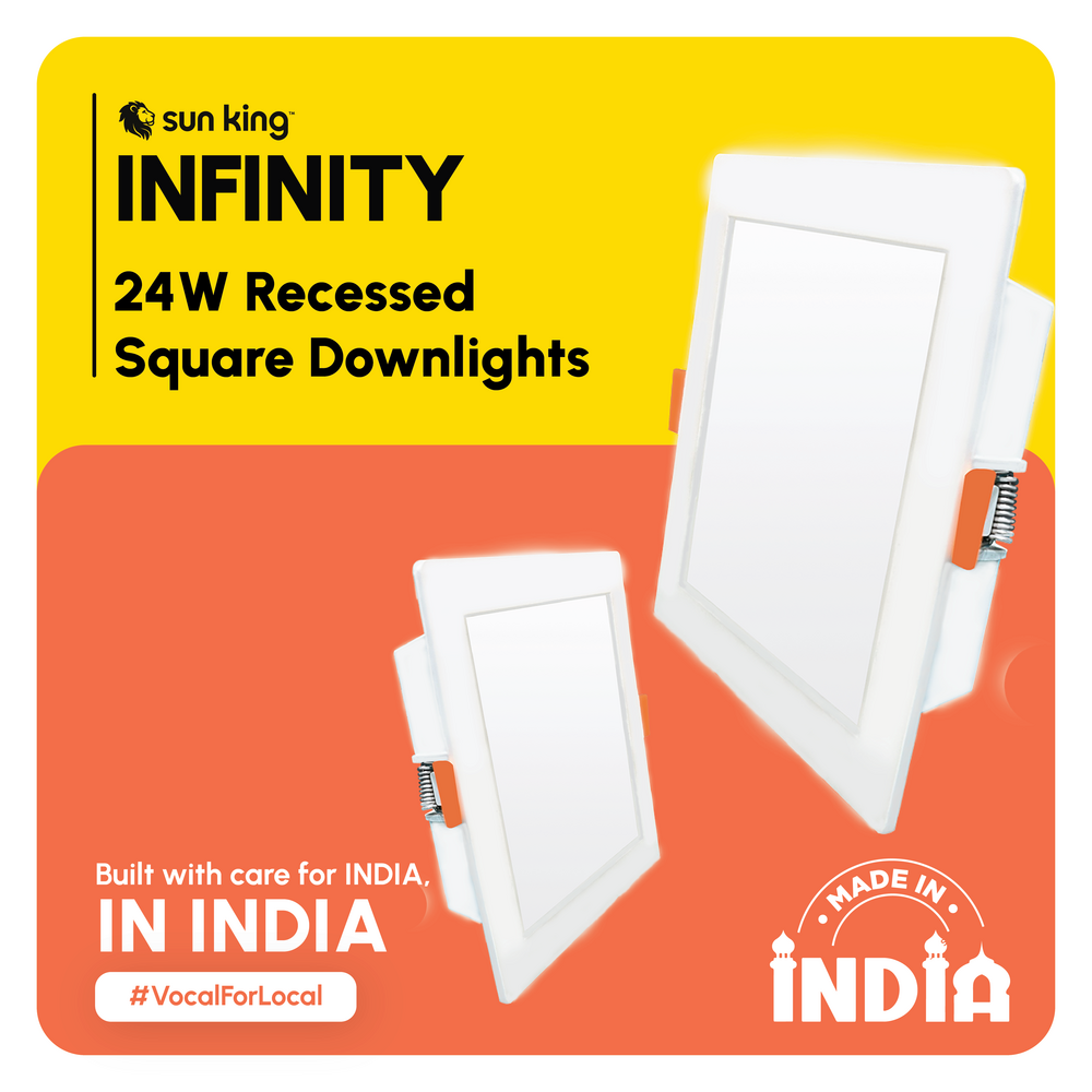 Sun King 24W Energy Efficient LED Square Recessed Downlight (Available in Cool and Warm White)