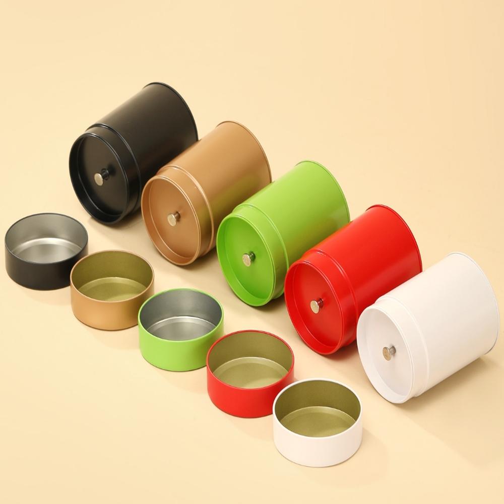 Wholesale Custom Printed Luxury Tea Matcha Tins Packaging Airtight Coffee Containers Empty Metal Round Shape Tin Can for Tea