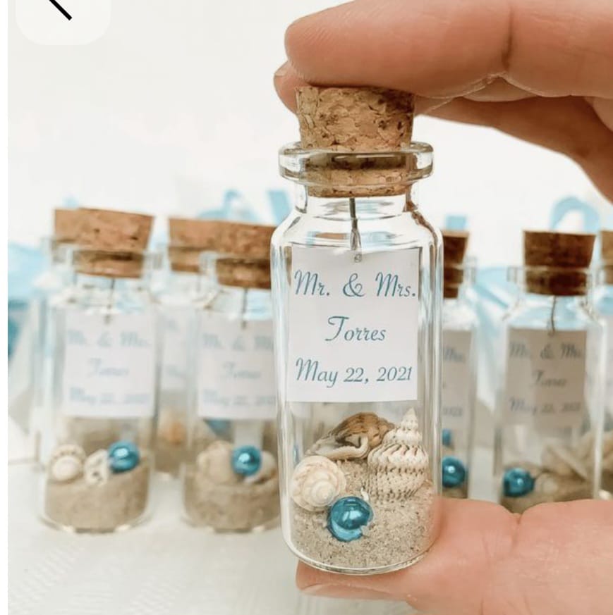 Personalized Seashell Wedding Return Gift Bottle - Material: Cork