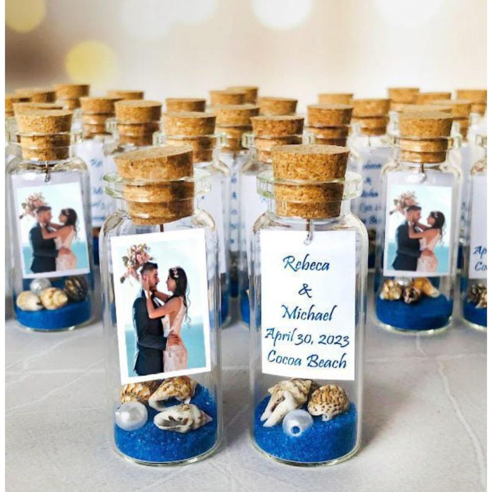 Personalized Seashell Wedding Return Gift Bottle - Material: Cork