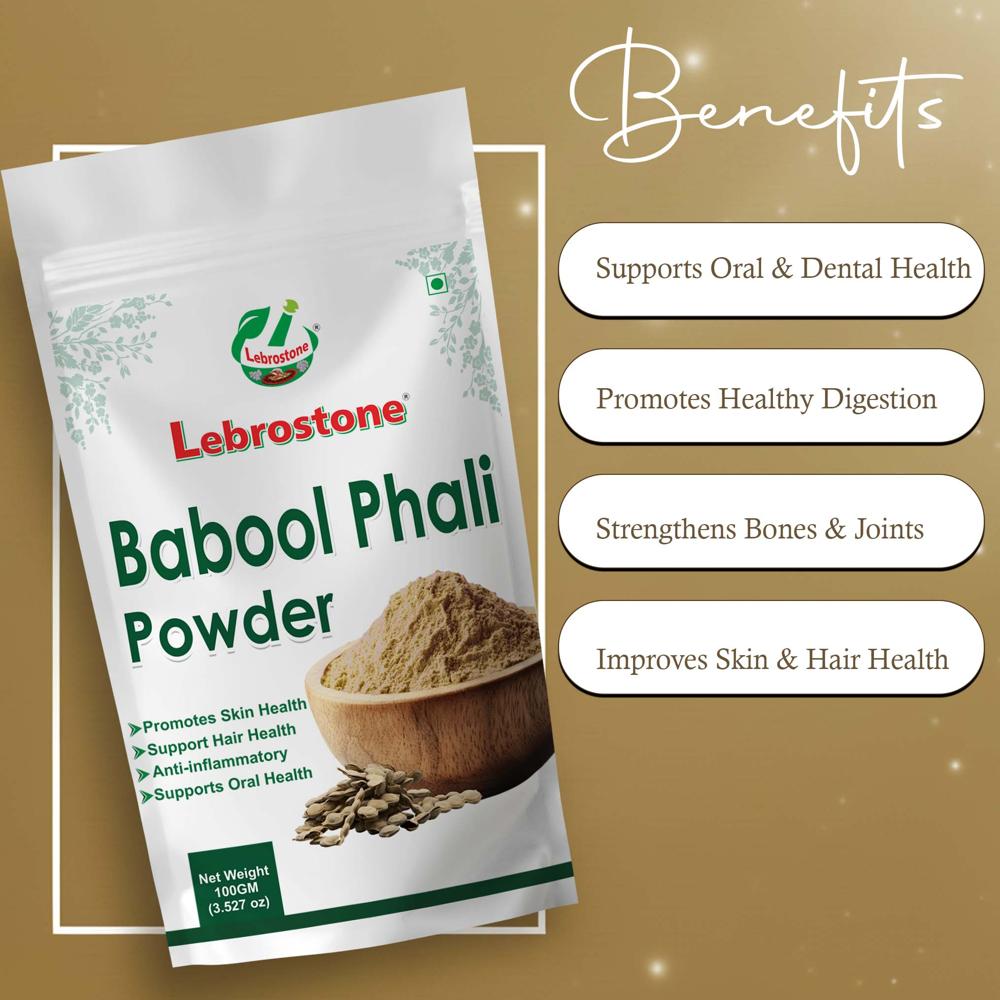 Lebrostone Babool Phali Powder  Supports Oral & Dental Health, Digestion, Bones & Skin Care(100gm)