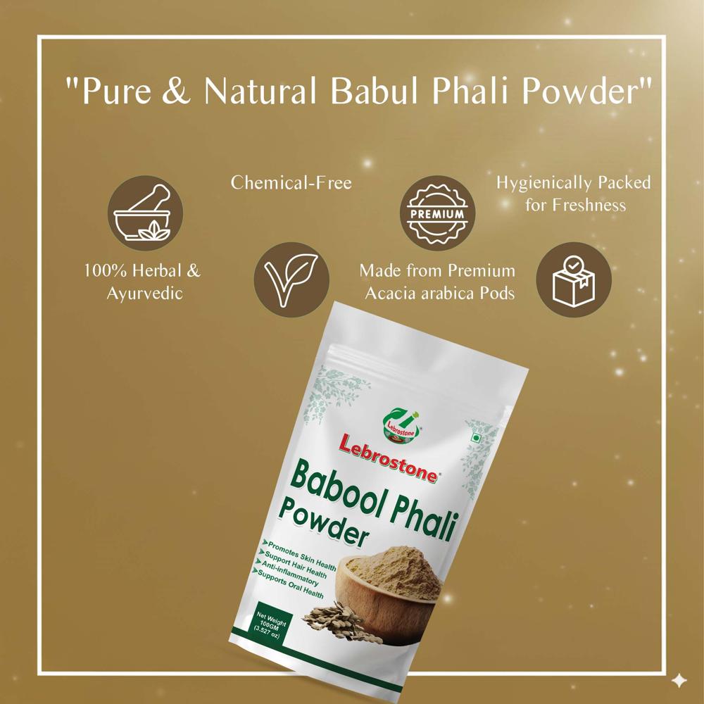 Lebrostone Babool Phali Powder  Supports Oral & Dental Health, Digestion, Bones & Skin Care(100gm)