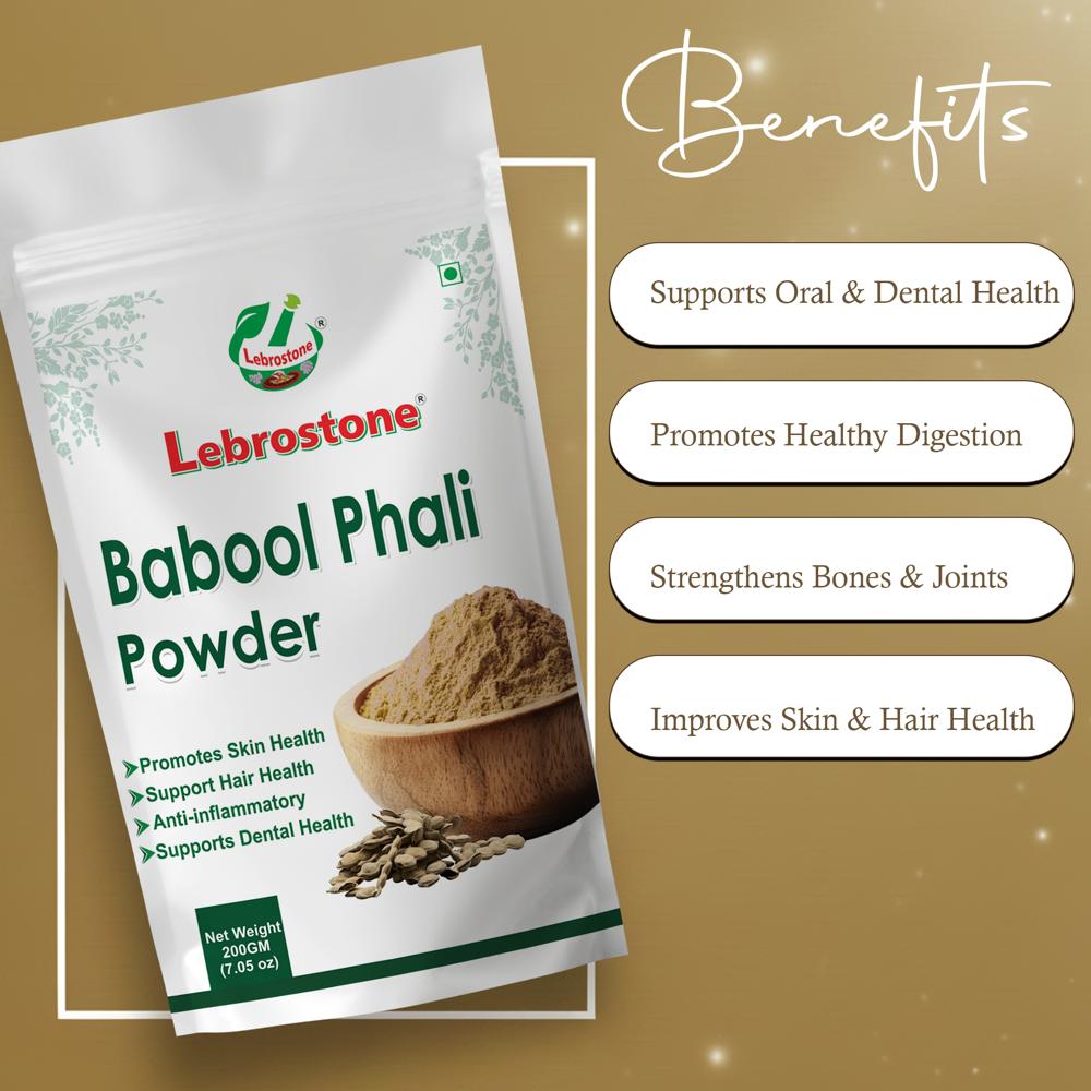 Lebrostone Babool Phali Powder for Teeth, Gums, Digestion & Joint Support(200gm)