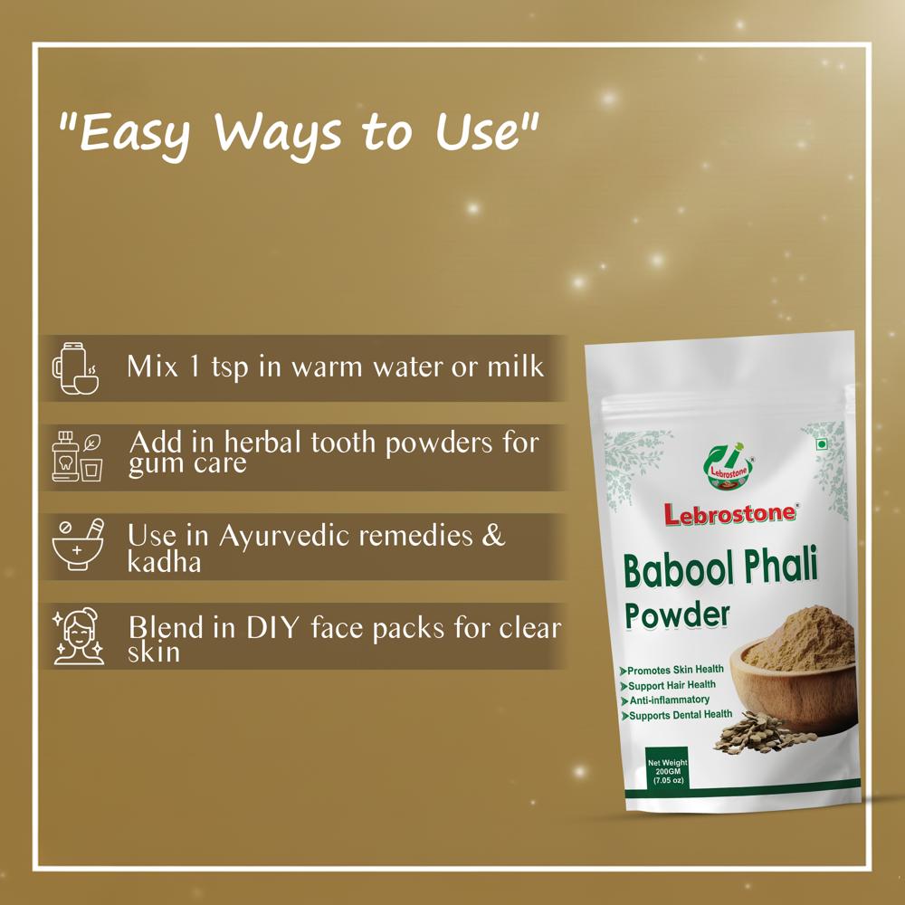 Lebrostone Babool Phali Powder for Teeth, Gums, Digestion & Joint Support(200gm)