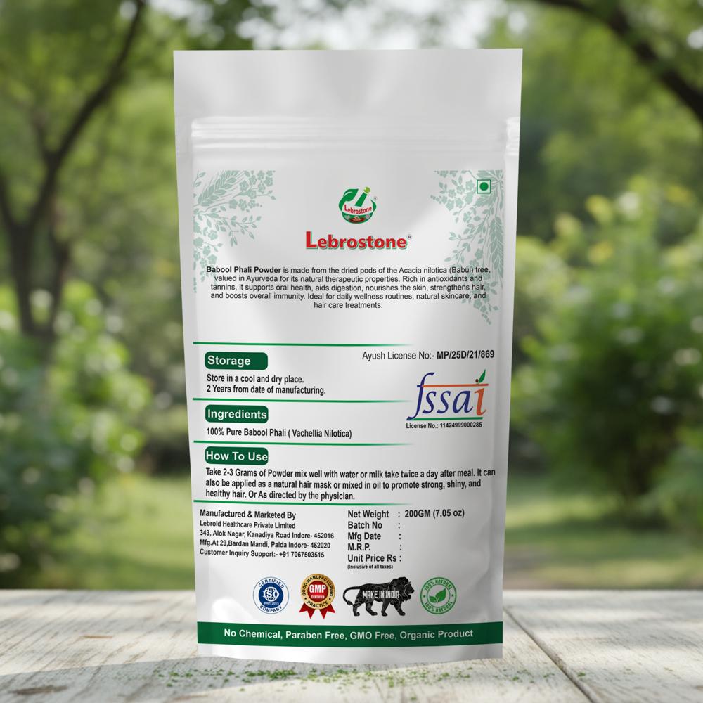 Lebrostone Babool Phali Powder for Teeth, Gums, Digestion & Joint Support(200gm)