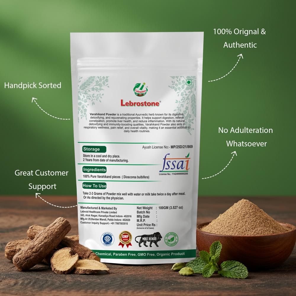 Lebrostone Varahikand Powder  Digestive Health, Liver Detox & Immunity Support(100gm)