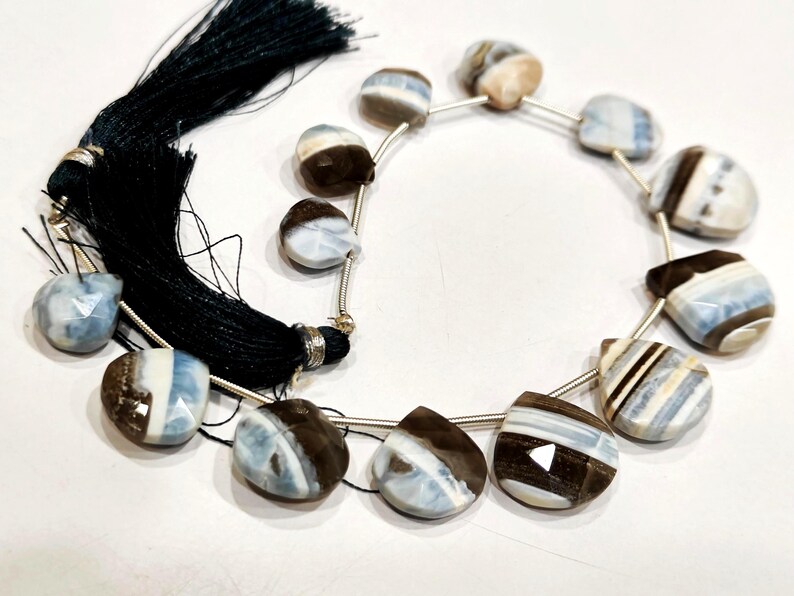 Natural Boulder Opal Briolette heart shape 12-14mm Beads Sold Per strand 8 inches Long Bolder opal Gemstones