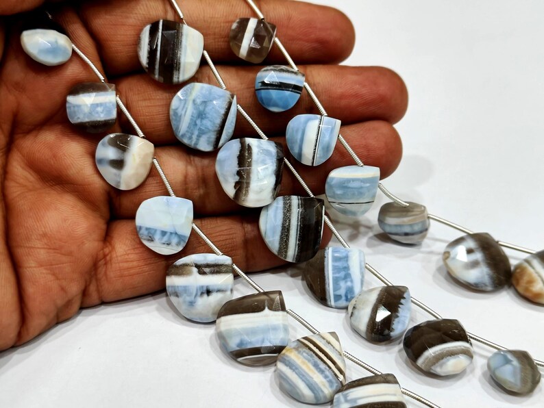 Natural Boulder Opal Briolette heart shape 12-14mm Beads Sold Per strand 8 inches Long Bolder opal Gemstones