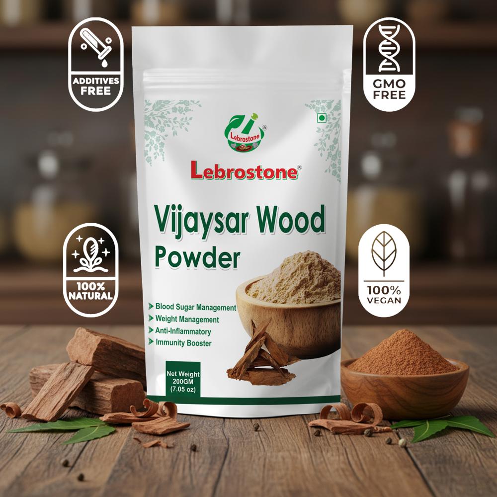 Lebrostone Vijayasar Wood | Blood Sugar Support, Liver Detox & Heart Health(200gm)