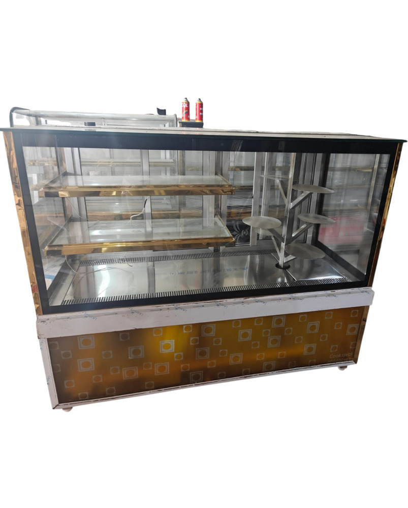 Commercial Refrigerated Display Counter - Stainless Steel SS 304, 60x52 inches, Silver with Curved Glass Front, Emerson Compressor, LED Lighting, Anti-Fog Tempered Glass