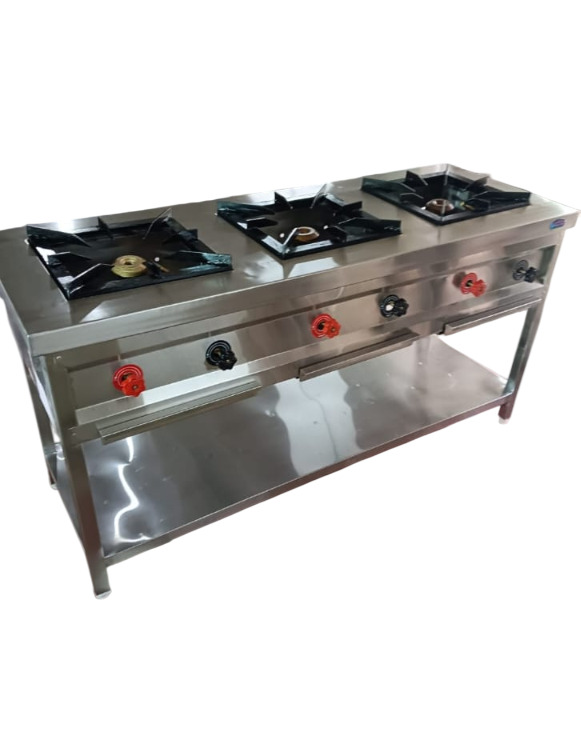 Three Burner Stainless Steel Gas Range