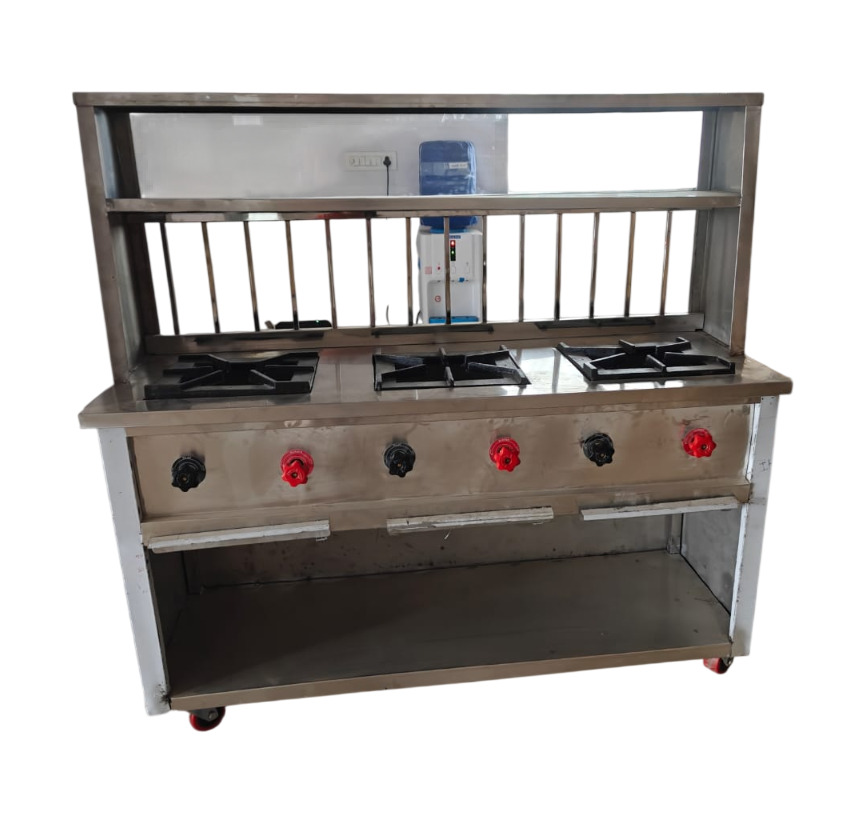 SS Three Burner Gas Bhatti Stove