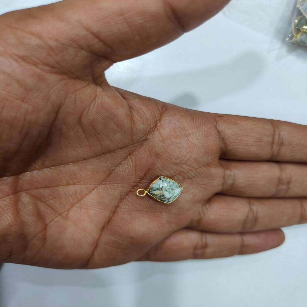 Ethiopian Opal Copper Turquoise Cushion Shape 10mm Briolette connector Bezel Charms Sold Per piece