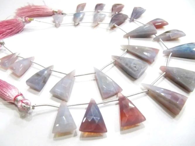 Natural Lavender Blue Opal Triangle Shape Faceted Briolette 14X24mm beads Jewelry Making Gemstone Beads Strand 8 inch Long Wholesale Prices