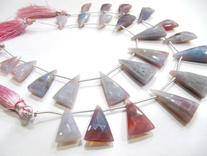 Natural Lavender Blue Opal Triangle Shape Faceted Briolette 14X24mm beads Jewelry Making Gemstone Beads Strand 8 inch Long Wholesale Prices