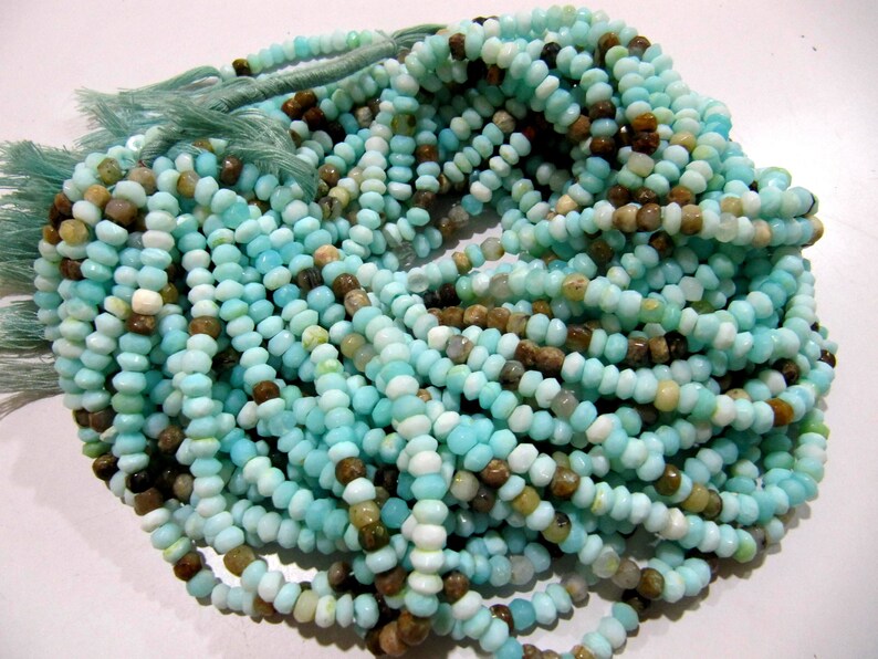 Natural Peruvian Opal Rondelle faceted Beads 3 to 6mm best Quality Beads Strand 8 inches Long Jewelry making gemstone beads choose size