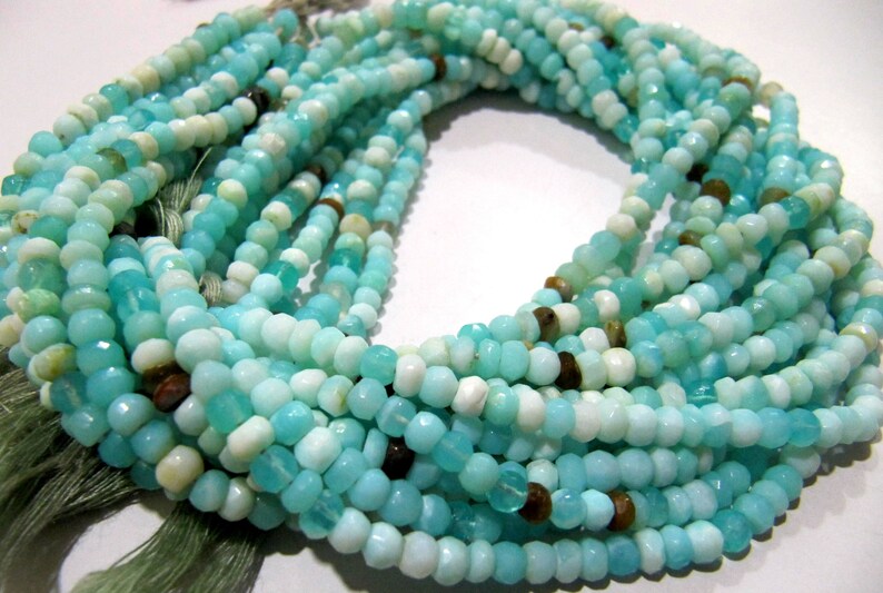 Natural Peruvian Opal Rondelle faceted Beads 3 to 6mm best Quality Beads Strand 8 inches Long Jewelry making gemstone beads choose size