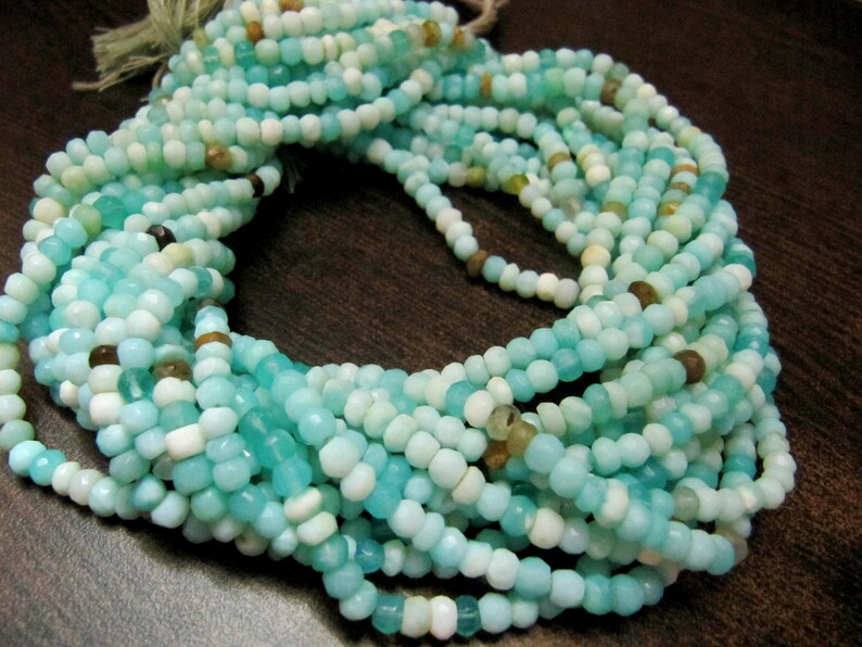 Natural Peruvian Opal Rondelle faceted Beads 3 to 6mm best Quality Beads Strand 8 inches Long Jewelry making gemstone beads choose size