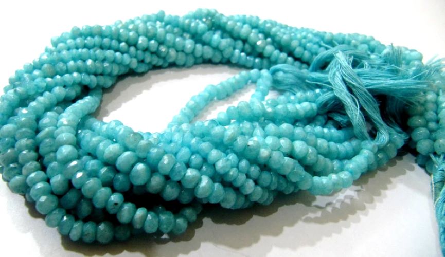 Natural Blue Opal 4-5mm Rondelle Faceted Gemstone Beads Strand 13 inches long Semi Precious Beads Sold Per Strand Wholesale Prices