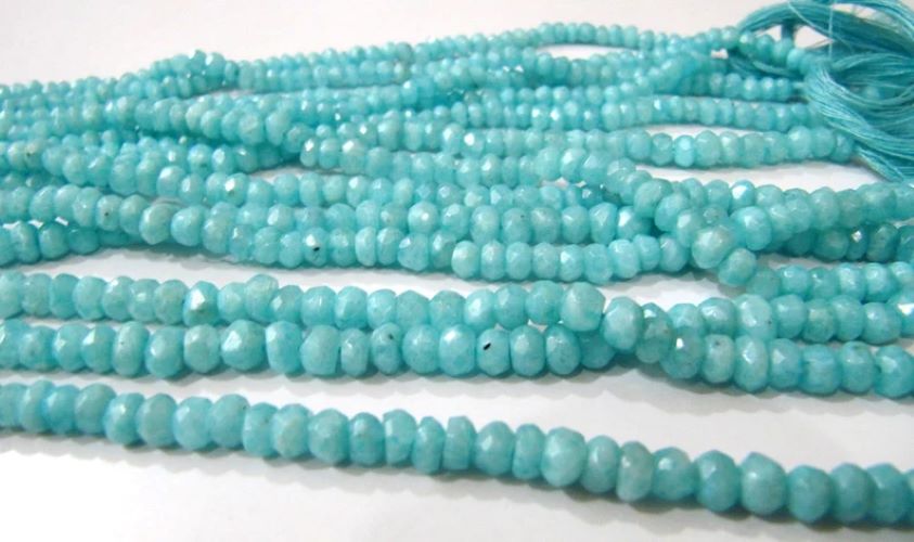 Natural Blue Opal 4-5mm Rondelle Faceted Gemstone Beads Strand 13 inches long Semi Precious Beads Sold Per Strand Wholesale Prices