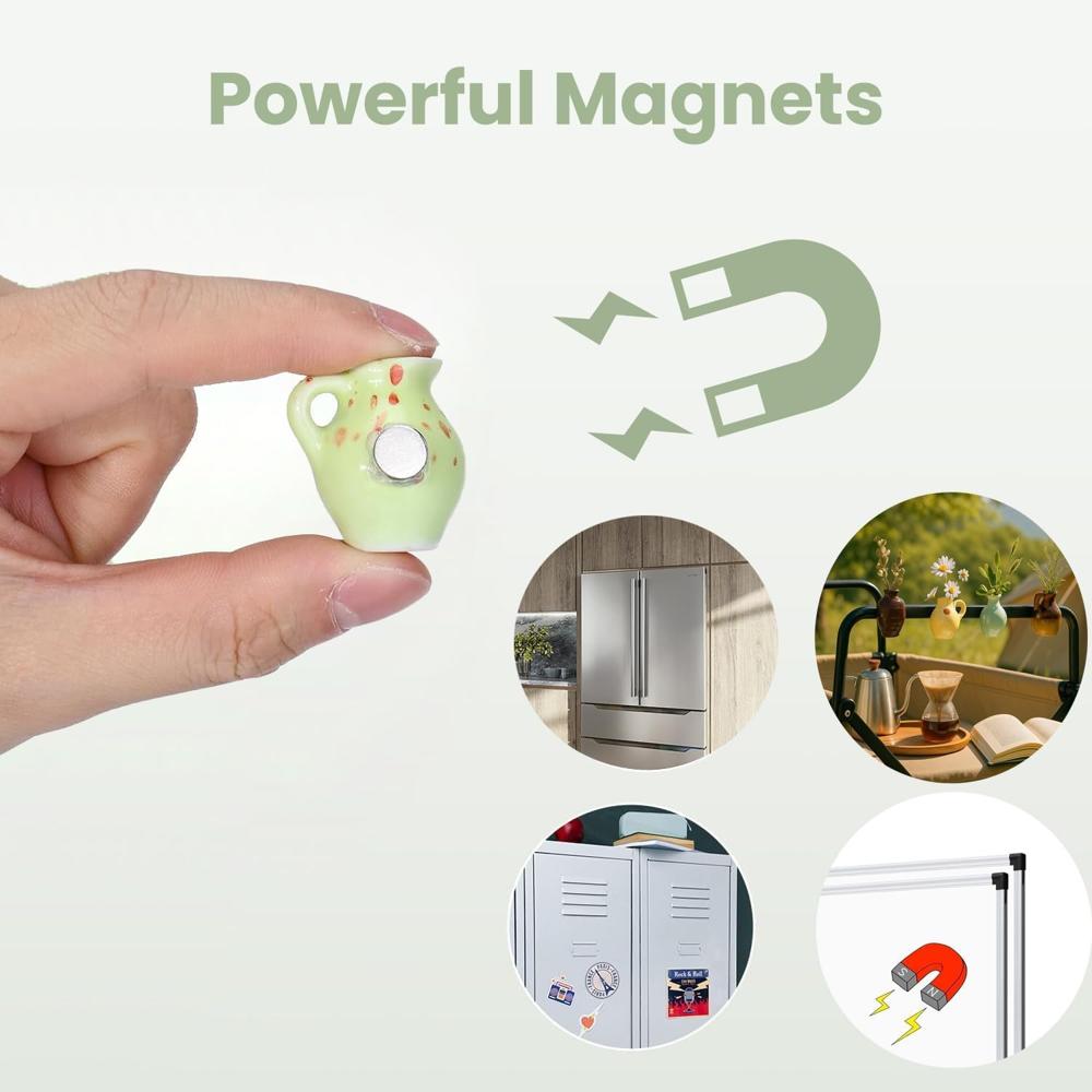 8 Pcs Cute 3D Ceramic Flower Vase Refrigerator Magnets