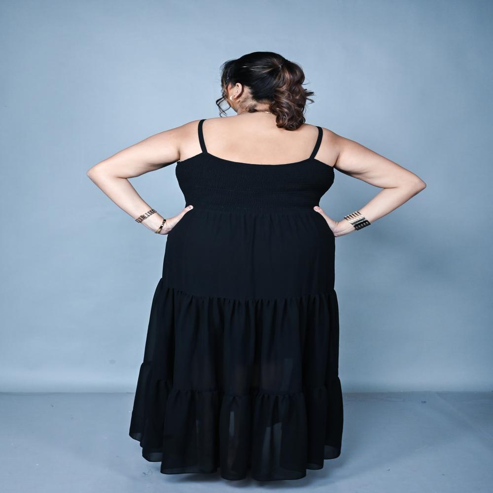 Ladies Jet Black Maxi Dress - Material: Cotton at 819.00 INR in Kolkata |  Luvlette Curves