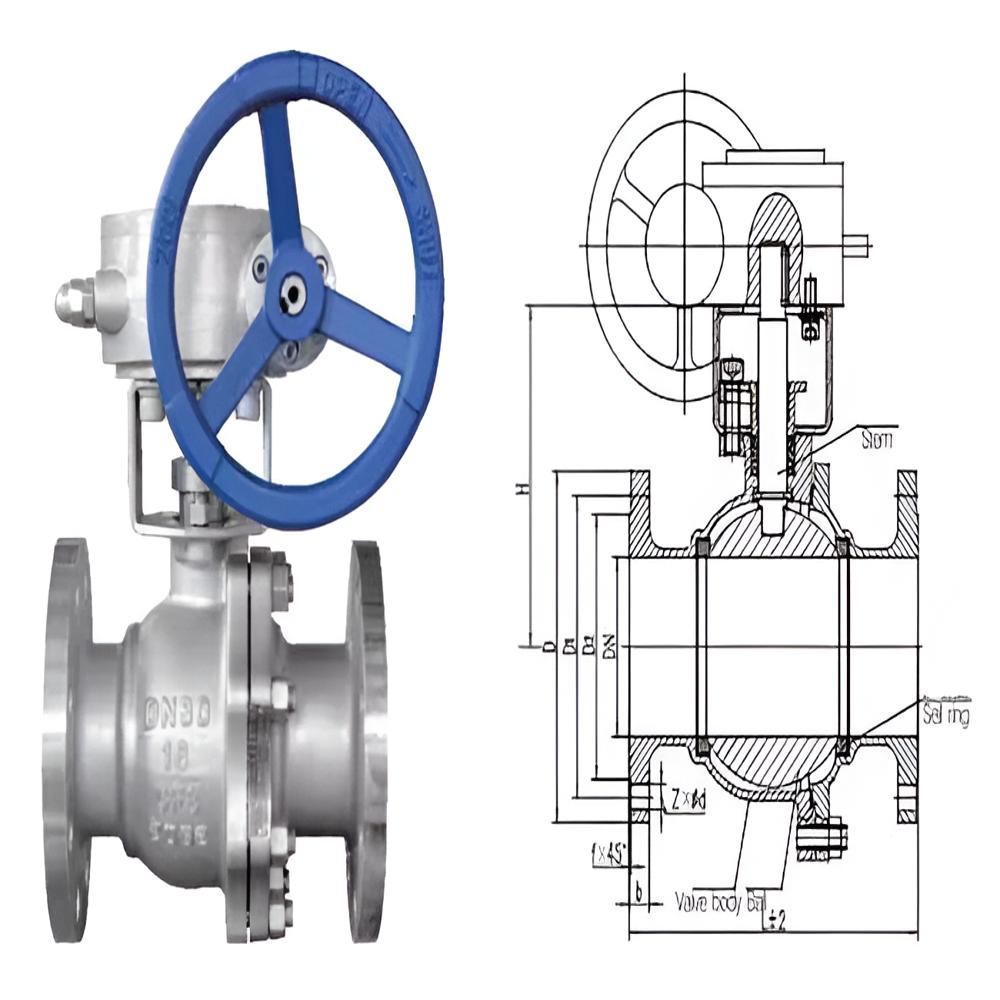 Gear Operated Ball Valve - Color: Silver