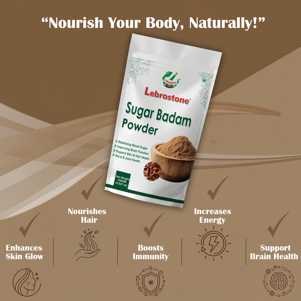 Lebrostone Sugar Badam | Nourishes Hair, Boosts Energy, Enhances Skin Glow & Supports Brain Health(100gm)