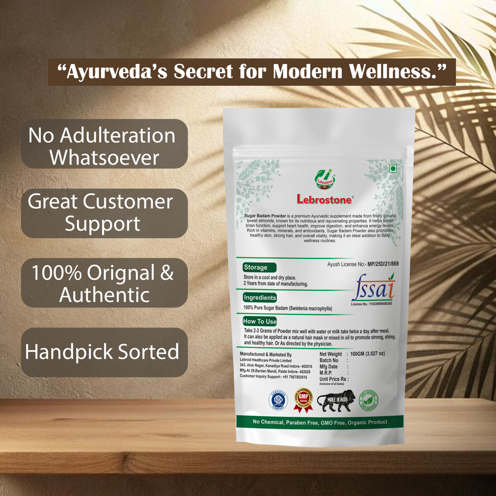 Lebrostone Sugar Badam | Nourishes Hair, Boosts Energy, Enhances Skin Glow & Supports Brain Health(100gm)