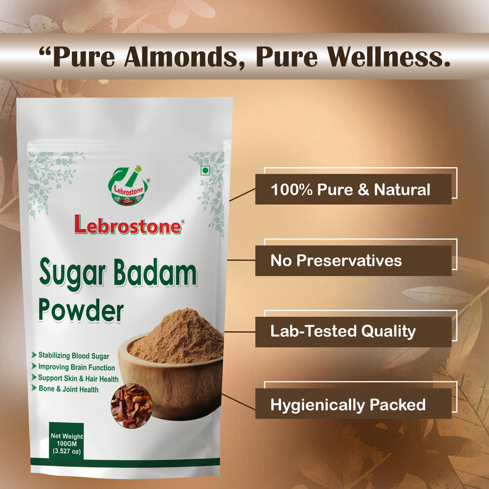 Lebrostone Sugar Badam | Nourishes Hair, Boosts Energy, Enhances Skin Glow & Supports Brain Health(100gm)