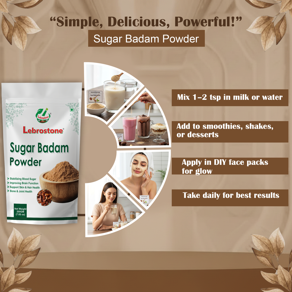 Lebrostone Sugar Badam | Nourishes Hair, Boosts Energy, Enhances Skin Glow & Supports Brain Health(200gm)