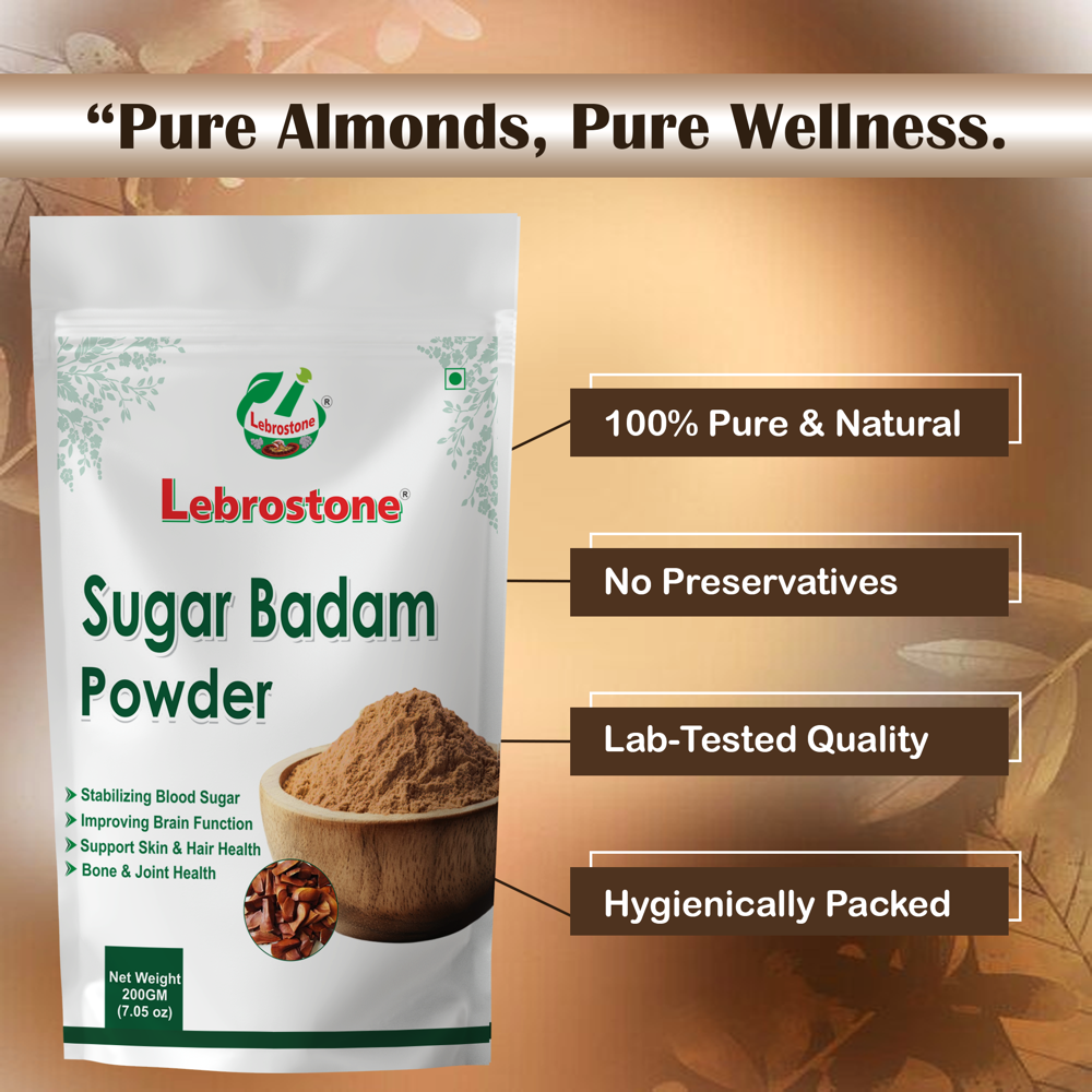 Lebrostone Sugar Badam | Nourishes Hair, Boosts Energy, Enhances Skin Glow & Supports Brain Health(200gm)
