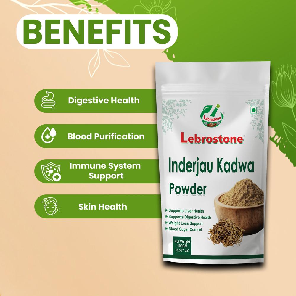 . Lebrostone Inderjau Kadwa Herbal Powder | Ayurvedic Blood Purification & Gut Health Support |100g