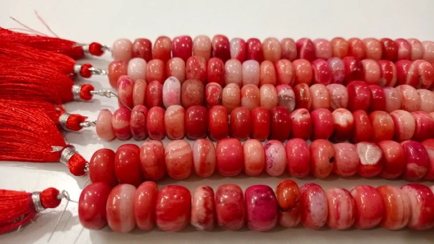 Natural Pink Opal Rondelle Plain Smooth Beads 8 to 15mm best Quality Beads Strand 8 inches Long